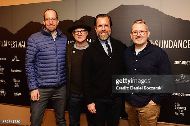 Christoph Niemann, Tinker Hatfield, Scott Dadich and Morgan Neville attend the Docuseries Showcase on day 3 of the 2017 Sundance Film Festival at...