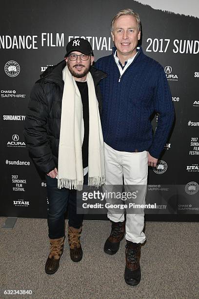 Producers Courtney Solomon and Jeffrey Sharp attend the "The Yellow Birds" premiere on day 3 of the 2017 Sundance Film Festival at Eccles Center...