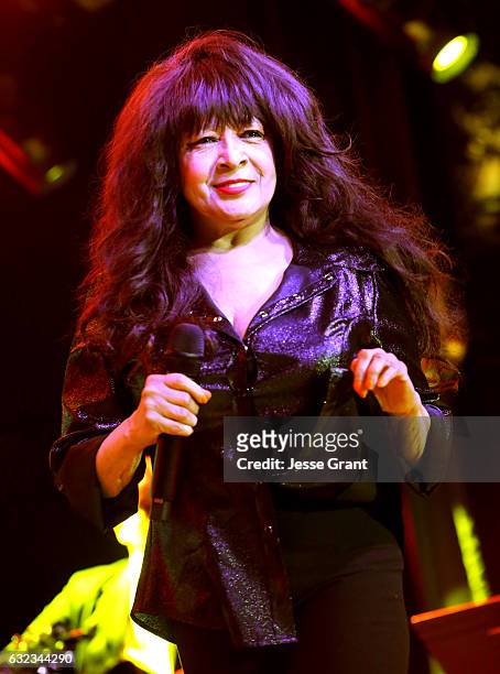 Singer Ronnie Spector performs onstage during the 2017 NAMM Show at the Anaheim Convention Center on January 21, 2017 in Anaheim, California.