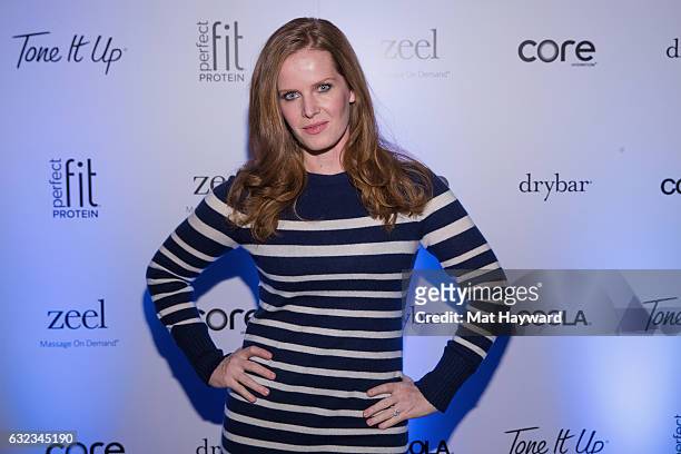 Rebecca Mader poses for a photo in the Tone It Up Wellness Lounge during the Sundance Film Festiva on January 21, 2017 in Park City, Utah.