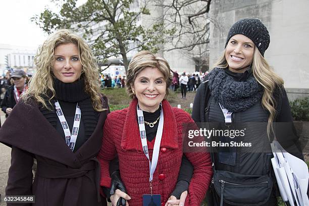 Summer Zervos, Gloria Allred and Temple Taggart attend the rally at the Women's March on Washington on January 21, 2017 in Washington, DC.