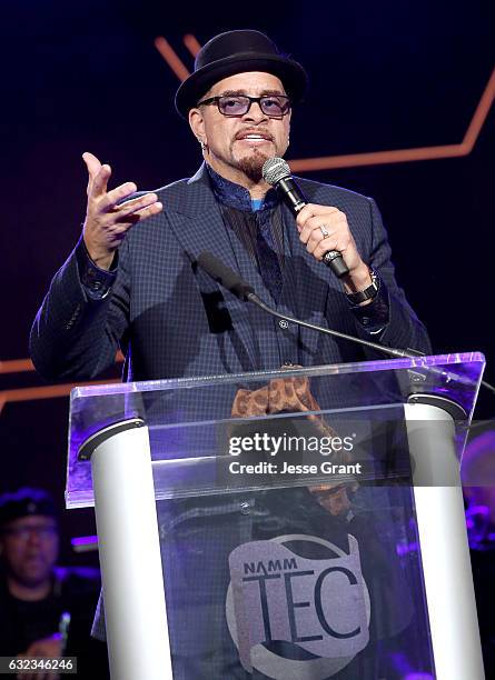 Host Sinbad speaks onstage at the TEC Awards during NAMM Show 2017 at the Anaheim Hilton on January 21, 2017 in Anaheim, California.