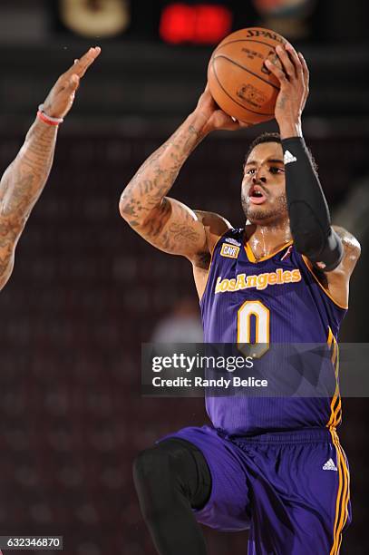 Vander Blue of the Los Angeles D-Fenders looks to pass the ball during the game against the Sioux Falls Skyforce as part of 2017 NBA D-League...