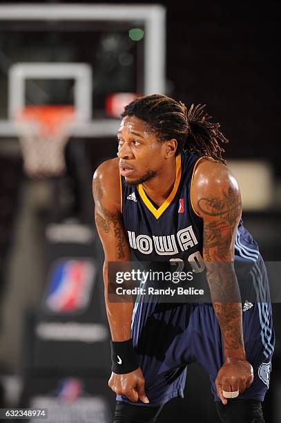 Cartier Martin of the Iowa Energy takes a rebound breather during the game against the Rio Grande Valley Vipers as part of 2017 NBA D-League Showcase...