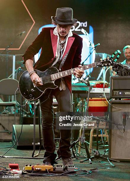 Musician Joe Perry performs onstage at the TEC Awards during NAMM Show 2017 at the Anaheim Hilton on January 21, 2017 in Anaheim, California.