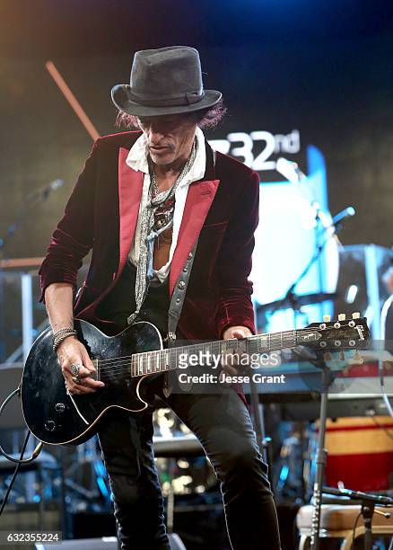 Musician Joe Perry performs onstage at the TEC Awards during NAMM Show 2017 at the Anaheim Hilton on January 21, 2017 in Anaheim, California.