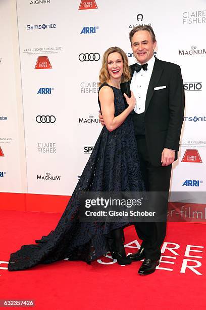 Lisa Martinek and her husband Giulio Ricciarelli during the 44th German Film Ball 2017 arrival at Hotel Bayerischer Hof on January 21, 2017 in...