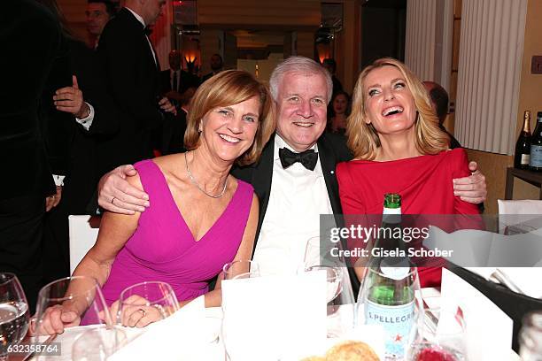 Horst Seehofer and his wife Karin Seehofer and Maria Furtwaengler during the 44th German Film Ball 2017 party at Hotel Bayerischer Hof on January 21,...