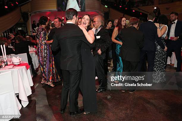 Aylin Tezel and Clemens Schick dance during the 44th German Film Ball 2017 party at Hotel Bayerischer Hof on January 21, 2017 in Munich, Germany.