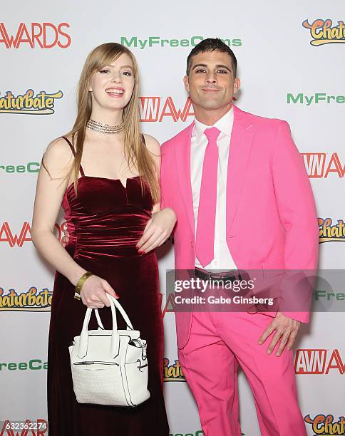 Adult film actress Dolly Leigh and adult film actor Lance Hart attend the 2017 Adult Video News Awards at the Hard Rock Hotel & Casino on January 21,...