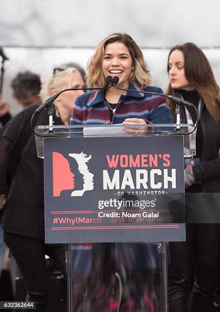 America Ferrara attends the Women's March on Washington on January 21, 2017 in Washington, DC.