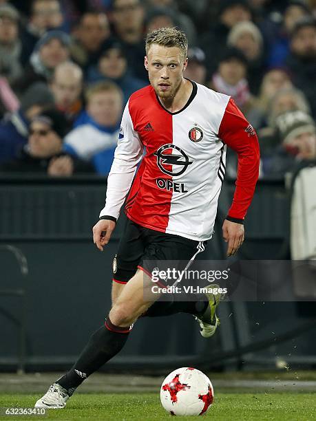 Nicolai Jorgensen of Feyenoordduring the Dutch Eredivisie match between Feyenoord Rotterdam and Willem II at the Kuip on January 21, 2017 in...