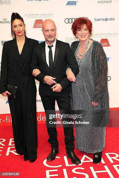 Melanie Winiger, Christian Berkel and Regina Ziegler during the 44th German Film Ball 2017 arrival at Hotel Bayerischer Hof on January 21, 2017 in...