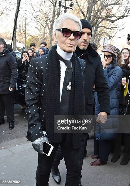 Karl Lagerfeld attends the Dior Homme Menswear Fall/Winter 2017-2018 show as part of Paris Fashion Week on January 21, 2017 in Paris, France.