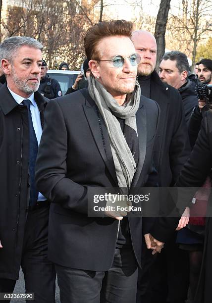 Bono attends the Dior Homme Menswear Fall/Winter 2017-2018 show as part of Paris Fashion Week on January 21, 2017 in Paris, France.