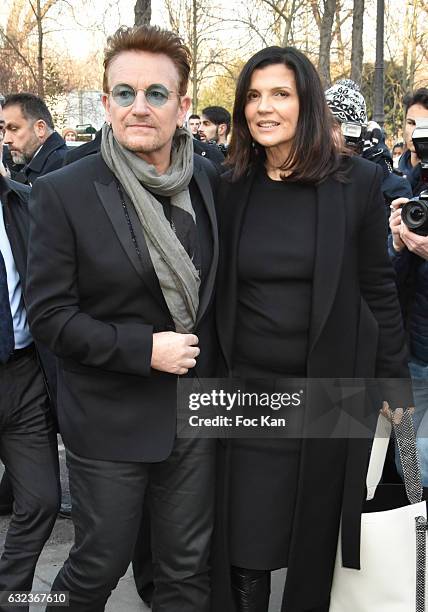 Bono and Ali Hewson attend the Dior Homme Menswear Fall/Winter 2017-2018 show as part of Paris Fashion Week on January 21, 2017 in Paris, France.