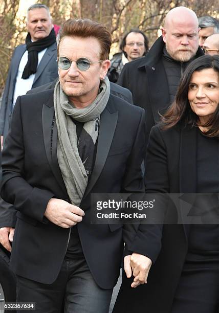 Bono and Ali Hewson attend the Dior Homme Menswear Fall/Winter 2017-2018 show as part of Paris Fashion Week on January 21, 2017 in Paris, France.