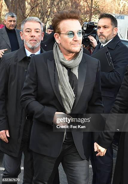 Bono attends the Dior Homme Menswear Fall/Winter 2017-2018 show as part of Paris Fashion Week on January 21, 2017 in Paris, France.