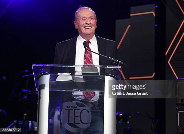 Recording engineer Geoff Emmerick speaks onstage at the TEC Awards during NAMM Show 2017 at the Anaheim Hilton on January 21, 2017 in Anaheim,...