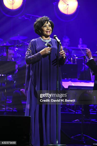 Dame Shirley Bassey performs as Chopard presents The Garden Of Kalahari collection at Theatre du Chatalet on January 21, 2017 in Paris, France.