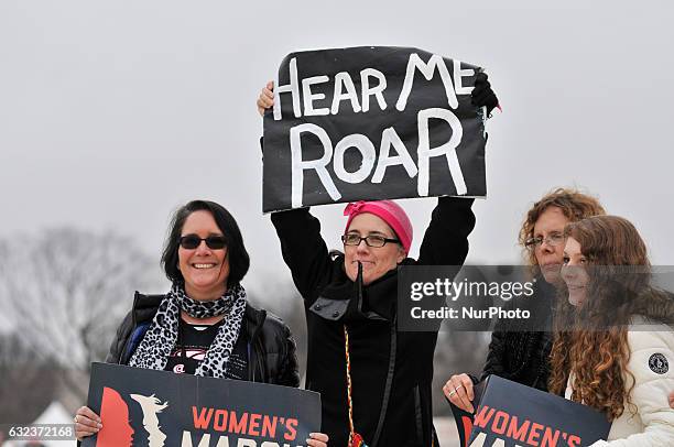 An estimated half-million have gathered in Washington DC, on Jan. 21 to participate in the Womens March on Washington, a day after the inauguration...