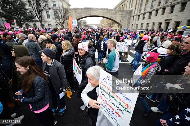 An estimated half-million have gathered in Washington DC, on Jan. 21 to participate in the Womens March on Washington, a day after the inauguration...