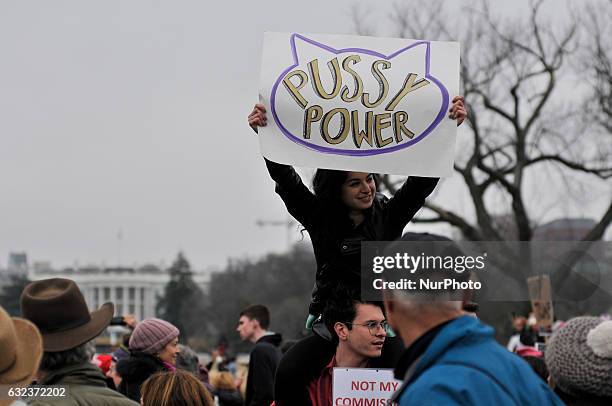 An estimated 500.000 have gathered in Washington DC, on Jan. 21 to participate in the Womens March on Washington, a day after the inauguration of...