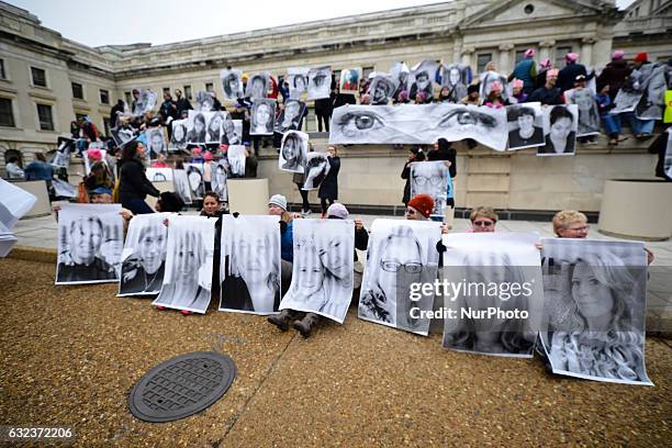 An estimated half-million have gathered in Washington DC, on Jan. 21 to participate in the Womens March on Washington, a day after the inauguration...