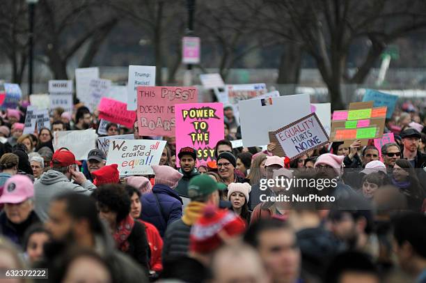 An estimated 500.000 have gathered in Washington DC, on Jan. 21 to participate in the Womens March on Washington, a day after the inauguration of...