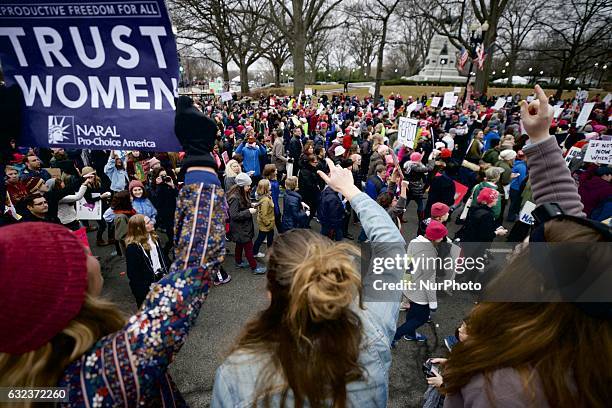 An estimated 500.000 protested in Washington DC, on Jan. 21 during the Womens March on Washington, a day after the inauguration of Donald Trump as...