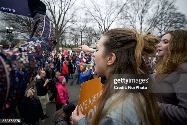 An estimated 500.000 protested in Washington DC, on Jan. 21 during the Womens March on Washington, a day after the inauguration of Donald Trump as...