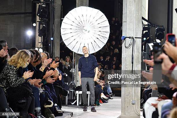 Lucas Ossendrijver walks the runway during the Lanvin Menswear Fall/Winter 2017-2018 show as part of Paris Fashion Week on January 22, 2017 in Paris,...