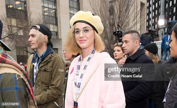 Katy Perry attends the Women's March on Washington on January 21, 2017 in Washington, DC.
