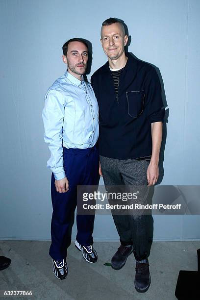 Cedric Rivrain and Stylist of 'Lanvin Men', Lucas Ossendrijver attend the Lanvin Menswear Fall/Winter 2017-2018 show as part of Paris Fashion Week on...