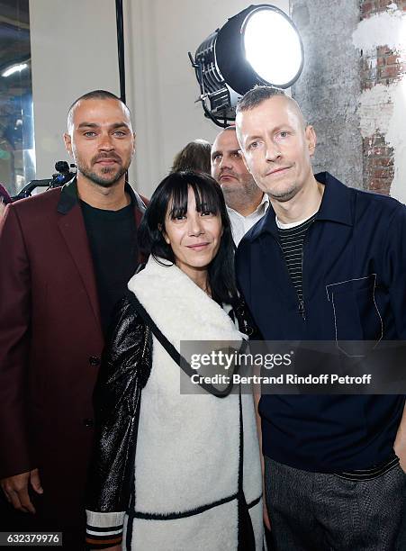 Actor Jesse Williams, Artistic Director and Stylist of Lanvin Women, Bouchra Jarrar and Stylist of 'Lanvin Men', Lucas Ossendrijver attend the Lanvin...