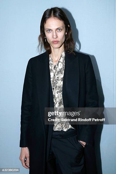 Model Aymeline Valade attends the Lanvin Menswear Fall/Winter 2017-2018 show as part of Paris Fashion Week on January 22, 2017 in Paris, France.