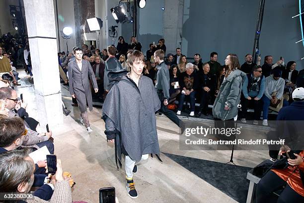 Guests attend the Lanvin Menswear Fall/Winter 2017-2018 show as part of Paris Fashion Week on January 22, 2017 in Paris, France.