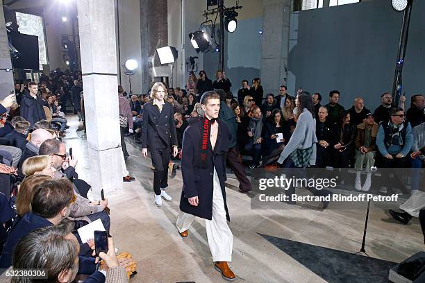 Guests attend the Lanvin Menswear Fall/Winter 2017-2018 show as part of Paris Fashion Week on January 22, 2017 in Paris, France.