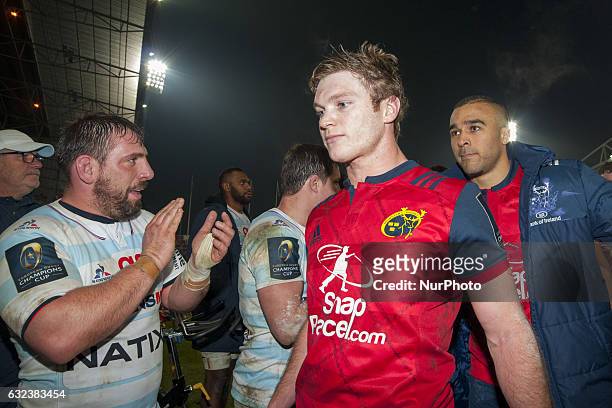 Tyler Bleyendaal of Munster pictured after the European Rugby Champions Cup Round 6 match between Munster Rugby and Racing 92 at Thomond Park Stadium...