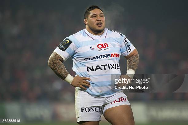 Ben Tameifeuna of Racing during the European Rugby Champions Cup Round 6 match between Munster Rugby and Racing 92 at Thomond Park Stadium in...