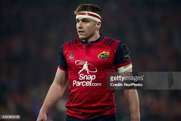 Rory Scannell of Munster pictured during the European Rugby Champions Cup Round 6 match between Munster Rugby and Racing 92 at Thomond Park Stadium...
