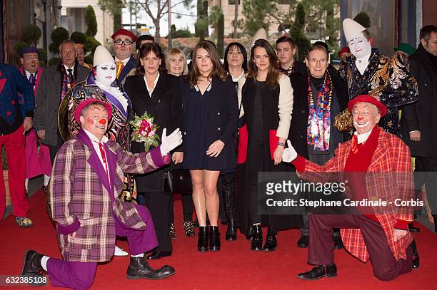 Princess Stephanie of Monaco, Camille Gottlieb, Pauline Ducruet and Robert Hossein attend the 41st Monte-Carlo International Circus Festival on...