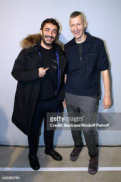Producer Benoit Ponsaille and Stylist of 'Lanvin Men', Lucas Ossendrijver attend the Lanvin Menswear Fall/Winter 2017-2018 show as part of Paris...