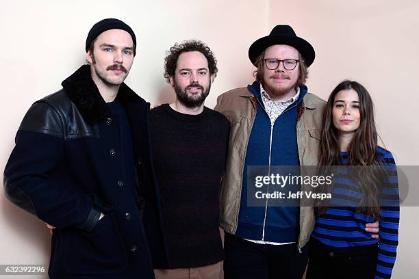 Actor Nicholas Hoult, filmmaker Drake Doremus, writer Ben York Jones and actress Laia Costa from the film "Newness" pose for a portrait in the...