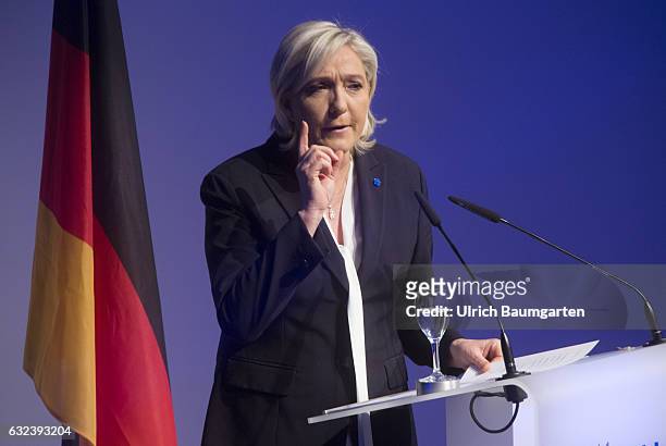 Congress Europe of Nations and Freedom of the ENF group in the European Parliament in Koblenz. Marine Le Pen, chairwoman of the Front National in...