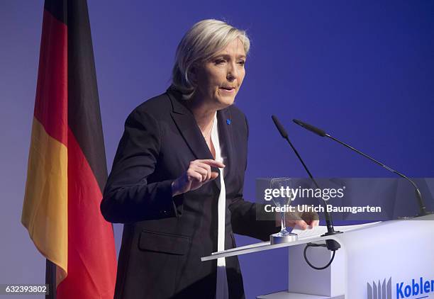 Congress Europe of Nations and Freedom of the ENF group in the European Parliament in Koblenz. Marine Le Pen, chairwoman of the Front National in...