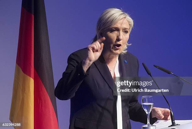 Congress Europe of Nations and Freedom of the ENF group in the European Parliament in Koblenz. Marine Le Pen, chairwoman of the Front National in...