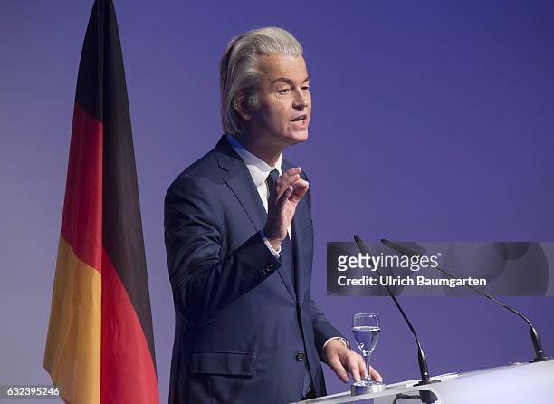 Congress Europe of Nations and Freedom of the ENF group in the European Parliament in Koblenz. Geert Wilders, chairman of the Partij voor de Vrijheid...