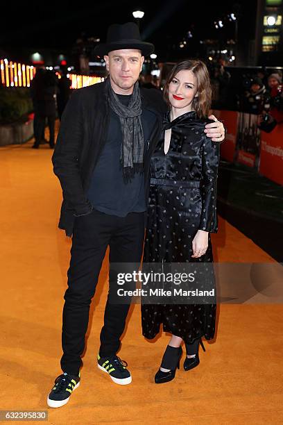 Actor Ewan McGregor and Kelly Macdonald attend the T2 Trainspotting World premiere on January 22, 2017 in Edinburgh, United Kingdom.
