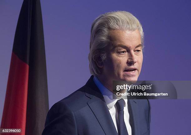 Congress Europe of Nations and Freedom of the ENF group in the European Parliament in Koblenz. Geert Wilders, chairman of the Partij voor de Vrijheid...